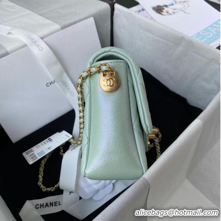 Low Price Chanel Flap Shoulder Bag Grained Calfskin AS2855 pearl light green