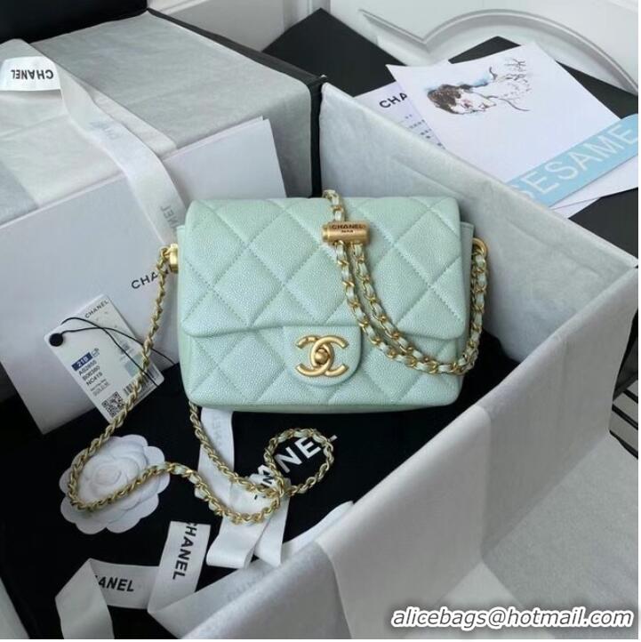 Low Price Chanel Flap Shoulder Bag Grained Calfskin AS2855 pearl light green