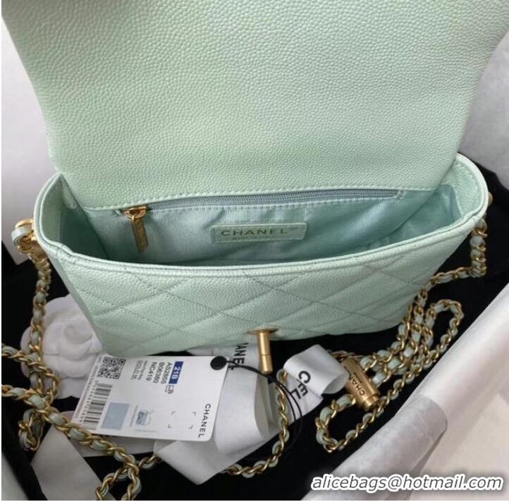 Low Price Chanel Flap Shoulder Bag Grained Calfskin AS2855 pearl light green