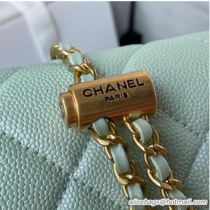 Low Price Chanel Flap Shoulder Bag Grained Calfskin AS2855 pearl light green