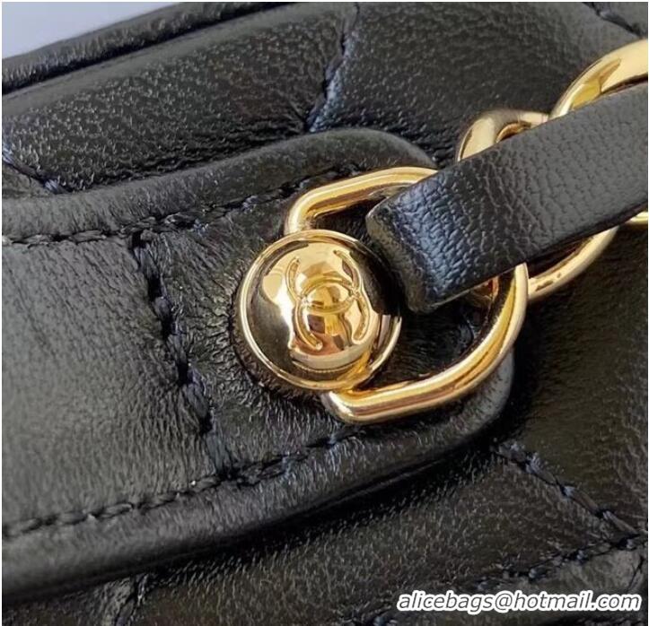 Luxurious Chanel Lambskin Crystal Calfskin & Gold-Tone Metal Cosmetic Bag AS2900 black