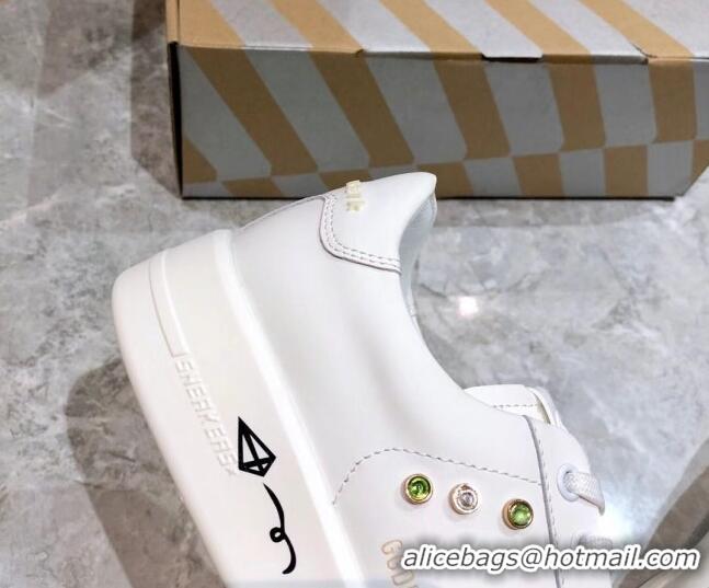 Top Quality Golden Goose Graffiti White Calfskin Sneaker Green 051146