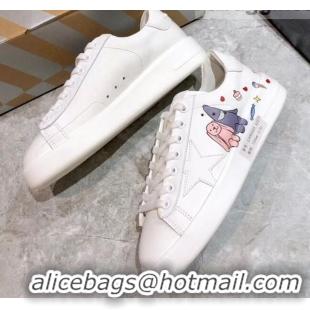 Stylish Golden Goose Graffiti White Calfskin Sneaker 051147