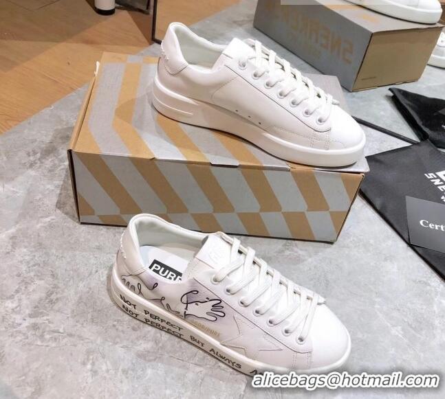 Stylish Golden Goose Graffiti White Calfskin Sneaker 051147