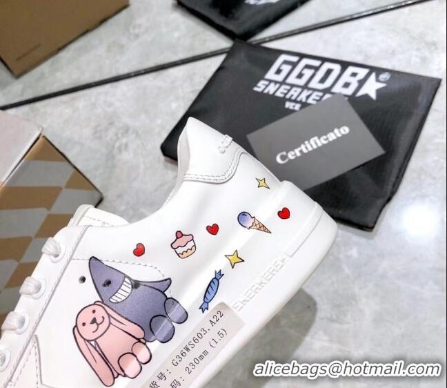 Stylish Golden Goose Graffiti White Calfskin Sneaker 051147