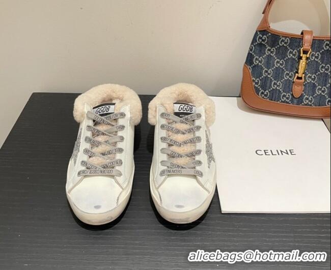 Perfect Golden Goose GGDB Super-Star Calfskin and Shearling Sneakers Mules 092201 White