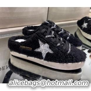 Best Design Golden Goose GGDB Super-Star Sequins & Shearling Sneakers Mules 1025075 Silver/Black