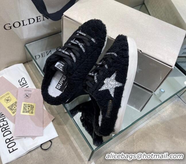 Best Design Golden Goose GGDB Super-Star Sequins & Shearling Sneakers Mules 1025075 Silver/Black