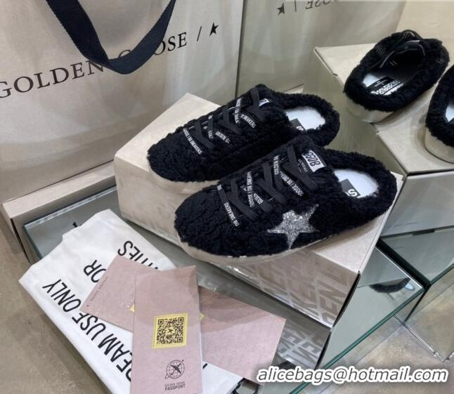 Best Design Golden Goose GGDB Super-Star Sequins & Shearling Sneakers Mules 1025075 Silver/Black