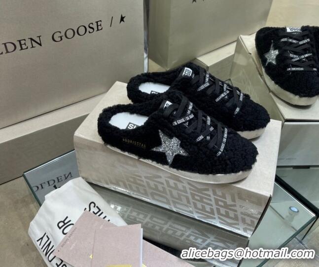 Best Design Golden Goose GGDB Super-Star Sequins & Shearling Sneakers Mules 1025075 Silver/Black