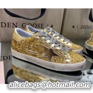 Best Luxury Golden Goose Super-Star Sneakers in Gold Glitter 027051