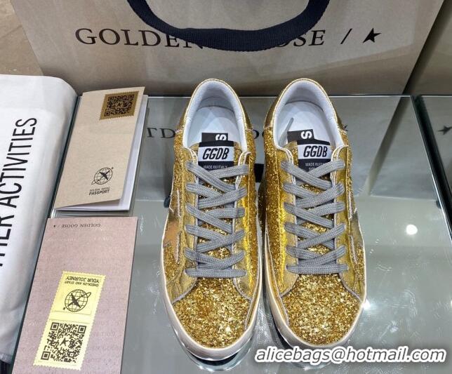 Best Luxury Golden Goose Super-Star Sneakers in Gold Glitter 027051