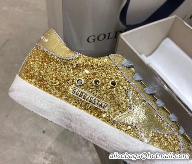 Best Luxury Golden Goose Super-Star Sneakers in Gold Glitter 027051