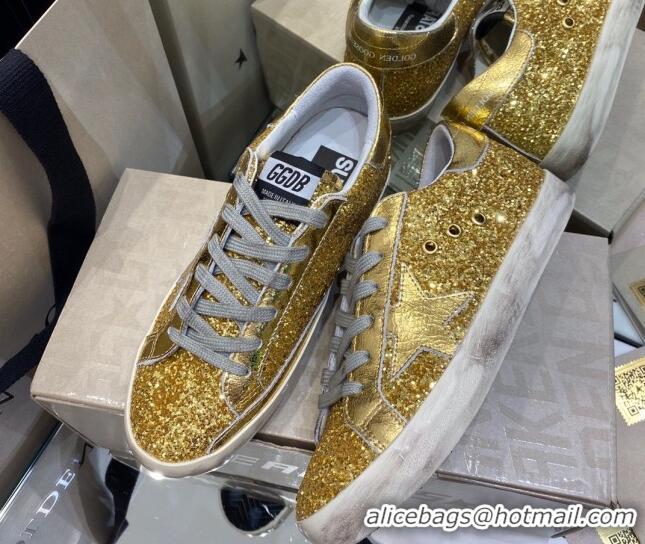 Best Luxury Golden Goose Super-Star Sneakers in Gold Glitter 027051