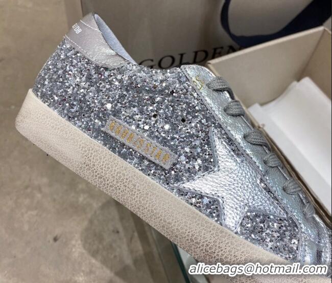 Good Quality Golden Goose Super-Star Sneakers in Silver Glitter 027052