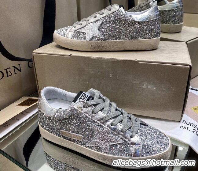 Good Quality Golden Goose Super-Star Sneakers in Silver Glitter 027052