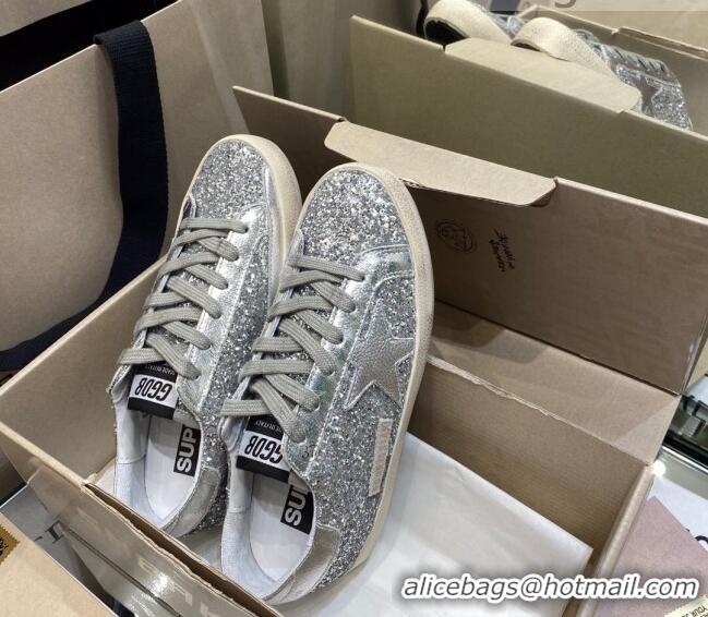 Good Quality Golden Goose Super-Star Sneakers in Silver Glitter 027052