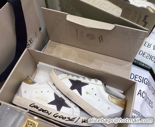 Low Price Golden Goose Super-Star Sneakers in White Leather and Black Star 027053