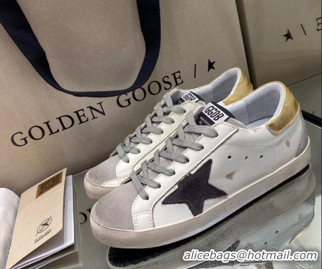 Low Price Golden Goose Super-Star Sneakers in White Leather and Black Star 027053