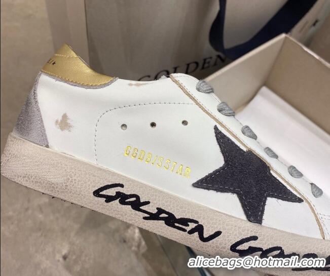 Low Price Golden Goose Super-Star Sneakers in White Leather and Black Star 027053