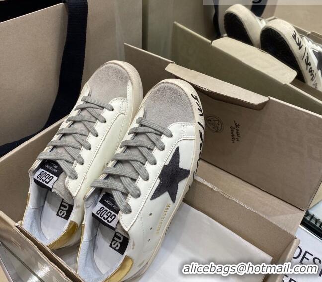 Low Price Golden Goose Super-Star Sneakers in White Leather and Black Star 027053