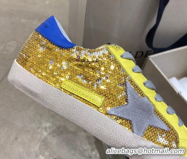 Good Product Golden Goose Super-Star Sneakers in Gold Sequins with Grey Star 027056