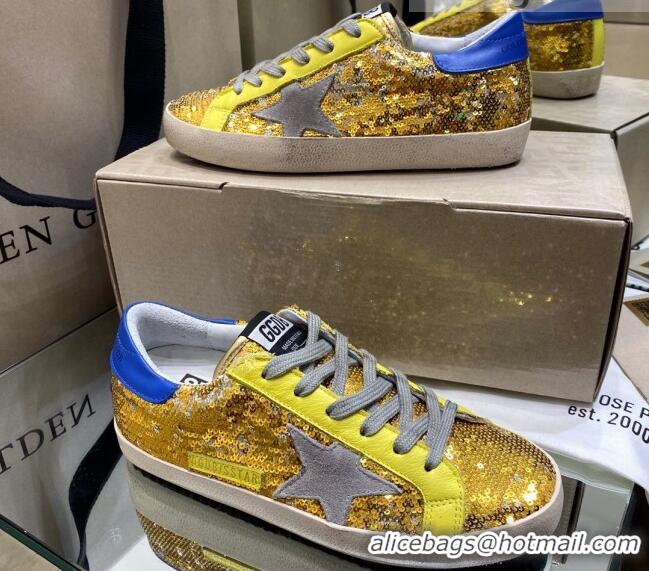 Good Product Golden Goose Super-Star Sneakers in Gold Sequins with Grey Star 027056