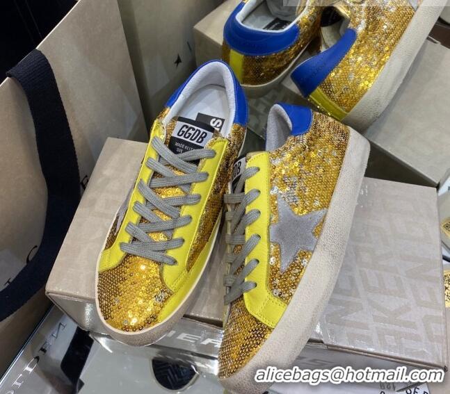 Good Product Golden Goose Super-Star Sneakers in Gold Sequins with Grey Star 027056