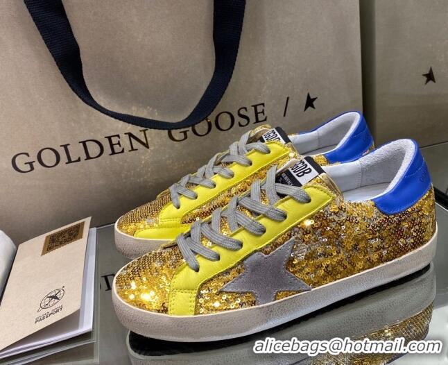 Good Product Golden Goose Super-Star Sneakers in Gold Sequins with Grey Star 027056