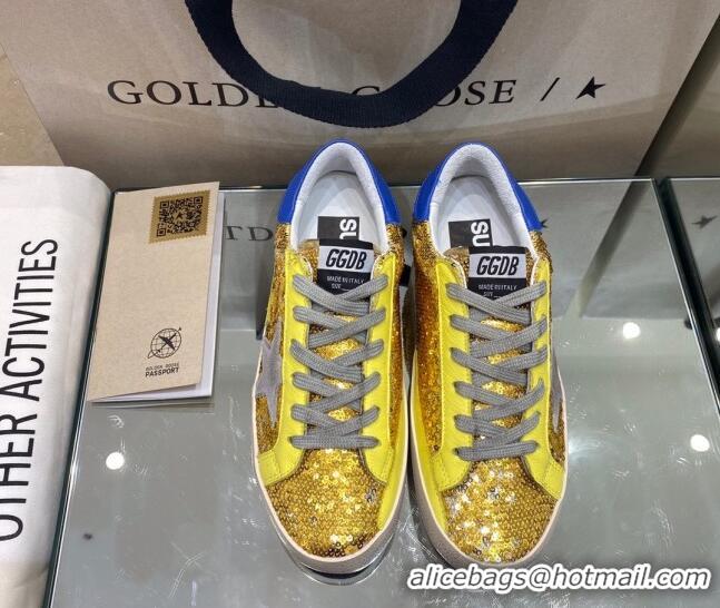 Good Product Golden Goose Super-Star Sneakers in Gold Sequins with Grey Star 027056