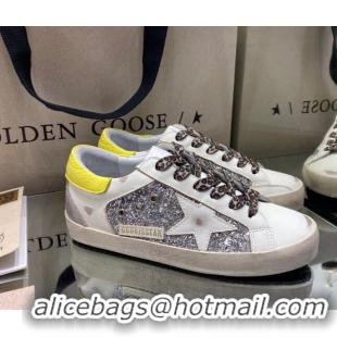 Super Quality Golden Goose Super-Star Sneakers in Silver Glitter and White Leather 027057