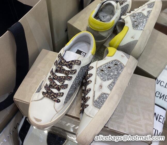 Super Quality Golden Goose Super-Star Sneakers in Silver Glitter and White Leather 027057