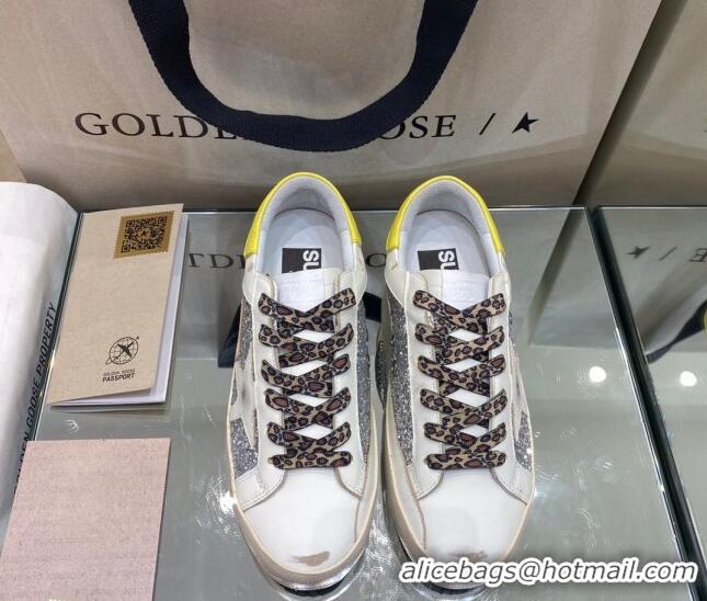 Super Quality Golden Goose Super-Star Sneakers in Silver Glitter and White Leather 027057