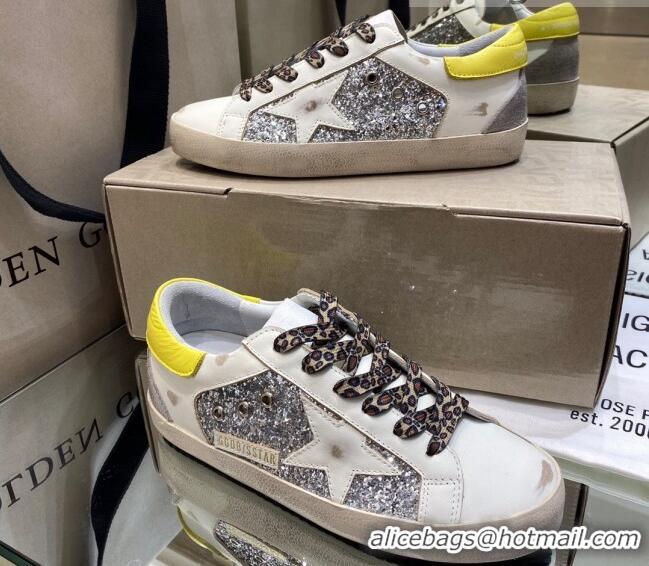 Super Quality Golden Goose Super-Star Sneakers in Silver Glitter and White Leather 027057