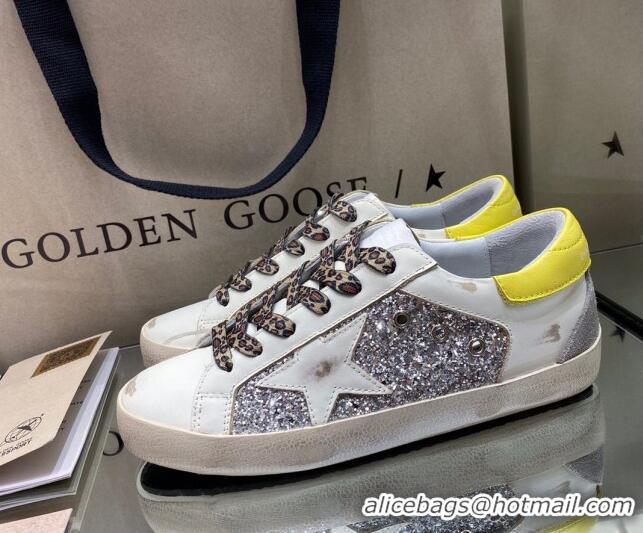 Super Quality Golden Goose Super-Star Sneakers in Silver Glitter and White Leather 027057