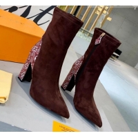 Low Cost Louis Vuitton Since 1854 Back Suede Ankle Boots 081017 Brown/Burgundy