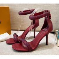 Popular Louis Vuitton Appeal Crystal Sandals 9cm 082008 Burgundy