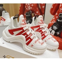 Fashion Louis Vuitton LV Archlight Signature Print Sneakers 082027 White/Red