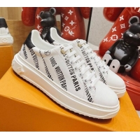 Best Price Louis Vuitton Time Out Signature Print Leather Sneakers 082030 White/Black