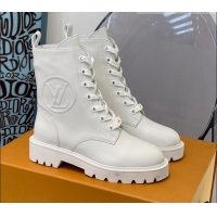 Custom Louis Vuitton Territory Flat Range Calfskin Short Boots 091831 All White 2021