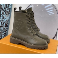 Best Luxury Louis Vuitton Territory Flat Range Calfskin Short Boots 091831 All Green 2021