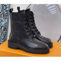 Top Quality Louis Vuitton Territory Flat Range Calfskin Short Boots 091831 All Black 2021