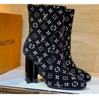 Low Cost Louis Vuitton Silhouette Monogram Velvet Ankle Boots 092755 Black 2021