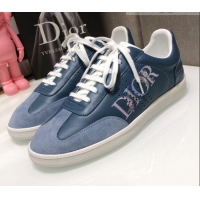 Fashion Dior Homme B01 Calfskin Suede Sneakers 070842 Blue