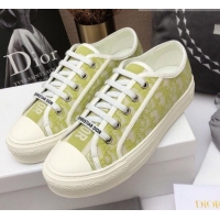 Best Grade Dior Walk'n'Dior Sneakers in Lime Green Oblique Embroidered Cotton 070860