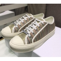 Low Price Dior Walk'n'Dior Sneakers in Multicolor Gold Metallic Thread Embroidered Cotton 070861