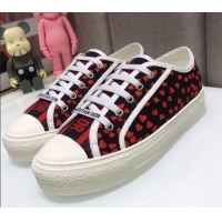 Shop Duplicate Dior Walk'n'Dior Sneakers in Navy Blue and Red Hearts I Love Paris Embroidered Cotton 070862