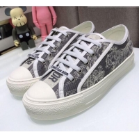 Popular Style Dior Walk'n'Dior Sneakers in Grey Toile de Jouy Reverse Embroidered Cotton 070863