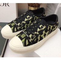 Super Dior Walk'n'Dior Sneakers in Lime Green Multicolor Mizza Embroidered Cotton 070867