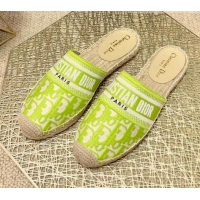 Top Quality Dior Granville Espadrille Mules in Lime Green Oblique Embroidered Cotton 070894